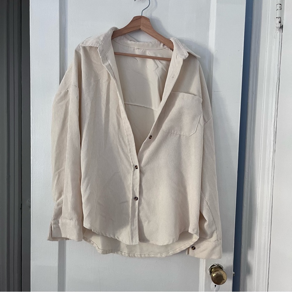 SHEIN Corduroy button down in cream